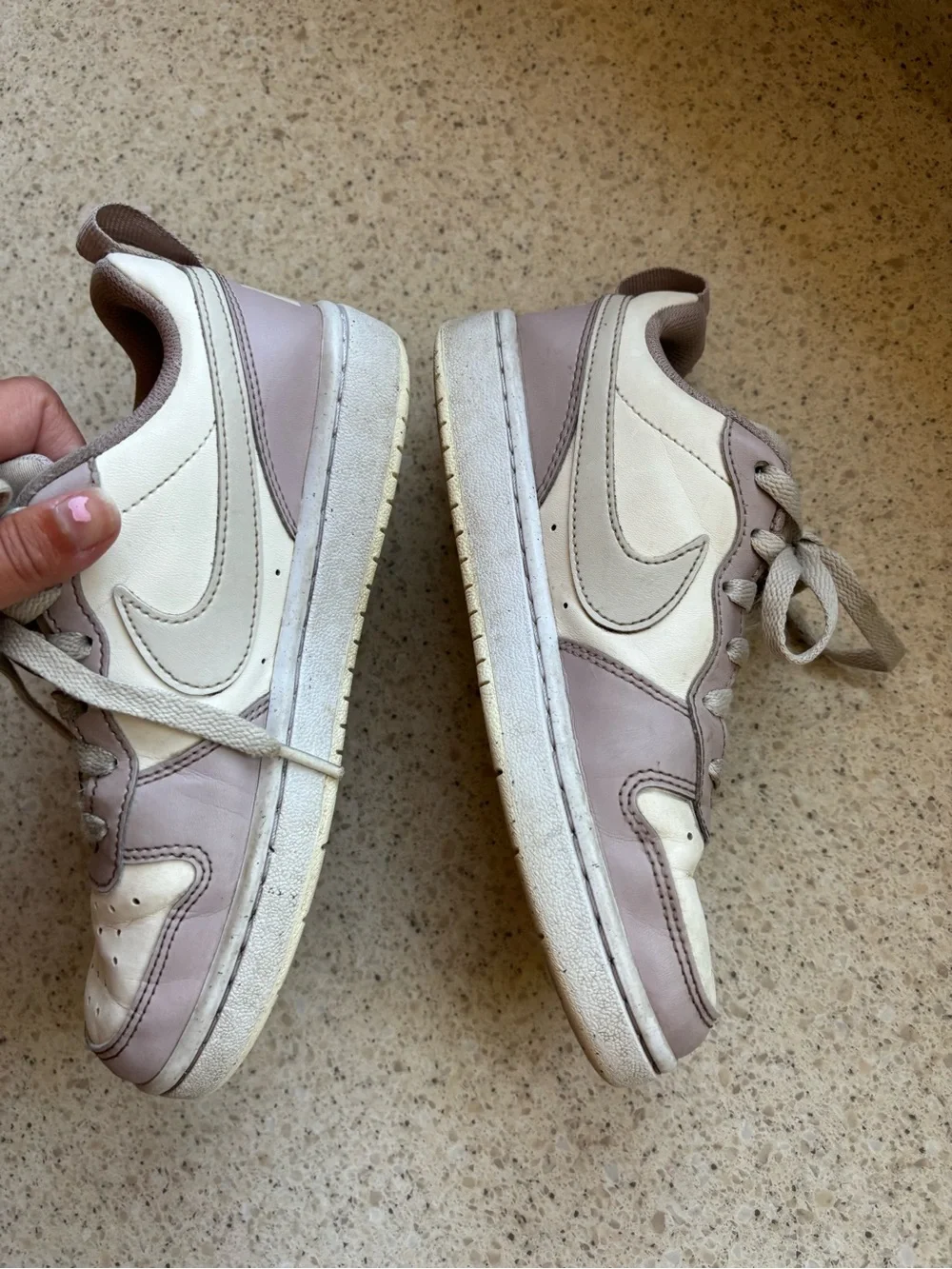 Nike Kids Shoes Court Borough Low Recraft Sneakers White Grey Purple in Size 3.5